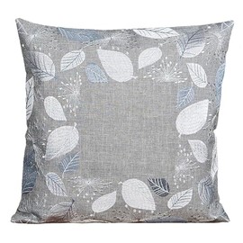 Raebel OHG Tablecloth Table Runner Table Mat Cushion Cover Embroidery Leaves Grey Silver Double Stitched (Cushion Cover 40 x 40 cm)