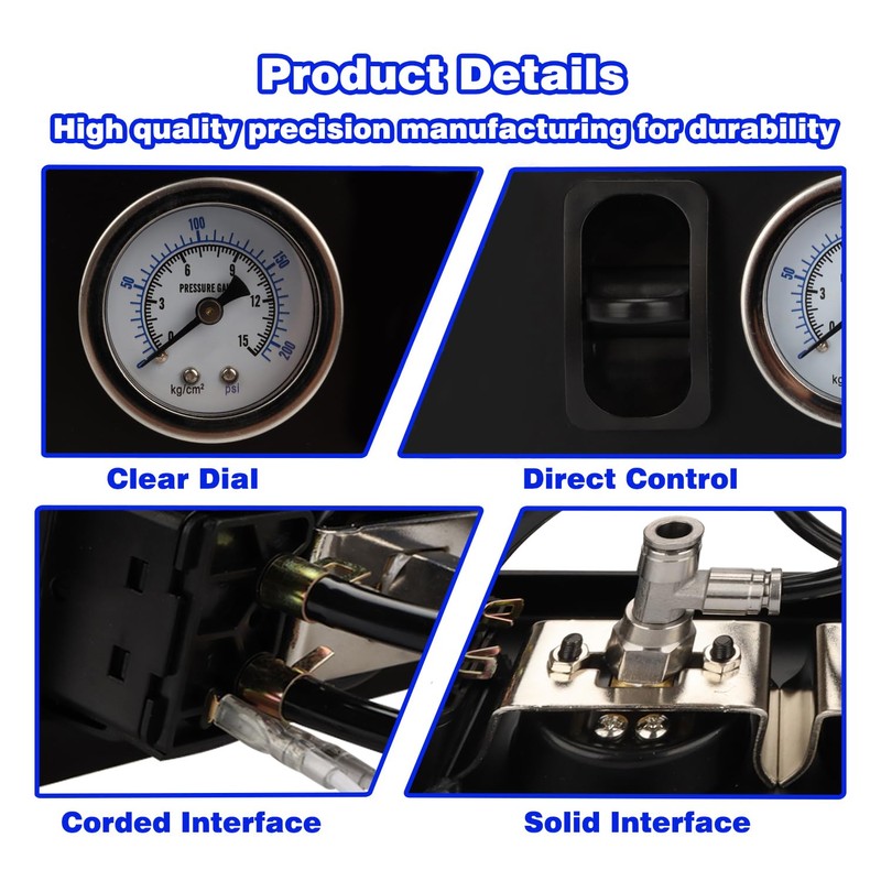 Dual Air Gauge Controller Panel Paddle Valve Gauge with Paddle