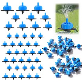 Shoyisenka 100PCS 1/4" Drip Irrigation Emitters, 2 GPH Pressure Compensating Drippers for 4/7mm Tube, Micro Sprinkler & Garden Watering System, 8L/H Constant Flow Drip Irrigation Parts (Blue)
