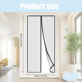 1 Pack Fly Screens for Doors, Folding Door Net Curtain, Black Door Screen, Easy Installation, Breathable Mesh, Perfect for Home, Patio, and Windows