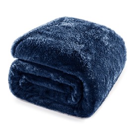 Whale Flotilla Cuddly Fluffy Blanket, Warm Fleece Blanket, Sofa Blanket, Couch Blanket, Super Soft and Cuddly, 150 x 200 cm, Navy Blue