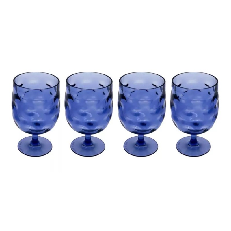 Home Ideas Set 4 Copas De Acrilico Azules, 350 Ml