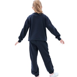 NATUST Kids Tracksuit Hoodie with Jogger Sweatpants Sports Activewear Set Girls Boys Navy 9-10 Years (manufacturers's size: 140)