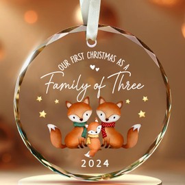 Baby First Christmas Ornament 2024 - Family Christmas Ornaments 2024 - Babys First Christmas Ornament - Family of 3 Christmas Ornament 2024 - Gifts for Baby 1st Christmas (Family of Three 2024)
