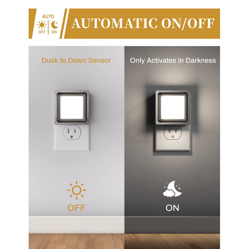 LED Night Light [2 Pack], Plug In Night Light with