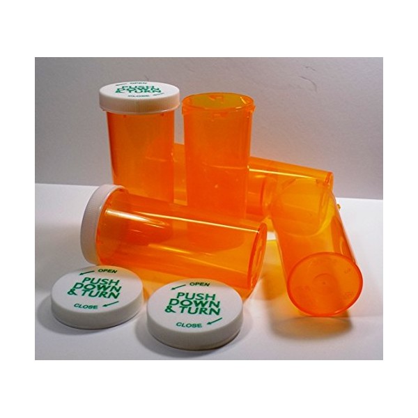 Plastic Prescription Vials/Bottles 25 Pack w/Caps Larger 16 Dram Size-New