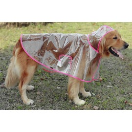Glanzzeit Dog See-Through Raincoat Cool Rain Jackets Adjustable Poncho for Large Medium Dogs 2XL to 6XL (3XL, Pink)