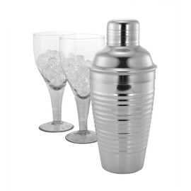 Sol Living Deluxe Cocktail Shaker - Professional Barware - Stainless Steel Bottle for Bartenders with Strainer - Dishwasher Safe, Leak Proof, Easy Open - Home, Commercial Bars - Ribbed & Shiny, 17 oz