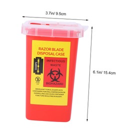 WOONEKY 1PC Red Razor Blade Disposal Container Sturdy Storage Case for Barbershop Salon Convenient Safe Dispenser for Used Blades Sharps Lightweight Portable
