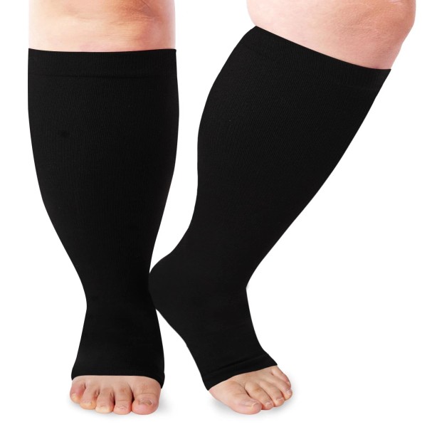 LOUSGUTA Open Toe Plus Size Compression Socks for Women &