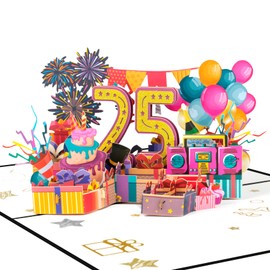 GREETING ART GREETING ART 25 Geburtstag Geschenk,Geburtstagskarten 25 jahre,Geburtstagskarte zum 25. geburtstag,Pop Up Karte Geburtstag 25 für Mädchen Junge Freunde
