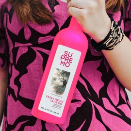 S SUPREMO SUPREMO Arbosana Extra Virgin Olive Oil C Cold-Pressed Organic Olive Oil in Glass Bottle, 100% Pure & Natural, Gourmet Spanish EVOO for Cooking, Salads & Dipping C 250ml (Pink Bottle)