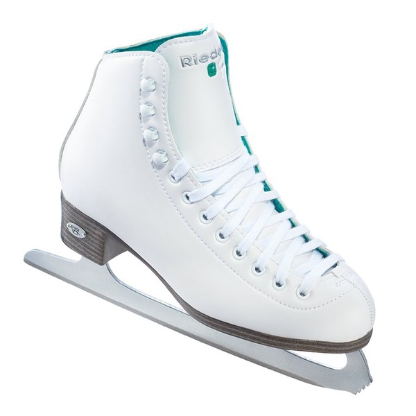 Riedell Skates - 110 Opal - Recreational Ice Skates with Stainless Steel Spiral Blade | White | Size 9