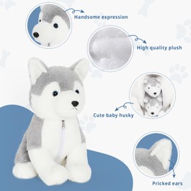 Muiteiur 16inch Dog Stuffed Animal, Soft Plush Husky Zippered Belly Inside with 2 Cute Puppy, Stuffed Animal Gift for Kids Boys Girls