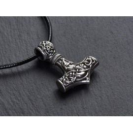 Baldur Jewelry - 925 Sterling Silver Viking Thors Hammer Necklace Pendant For Men Dragon Pendant Jewelry - Thor Necklace - Thor Gifts for Men - Viking Necklace for Men