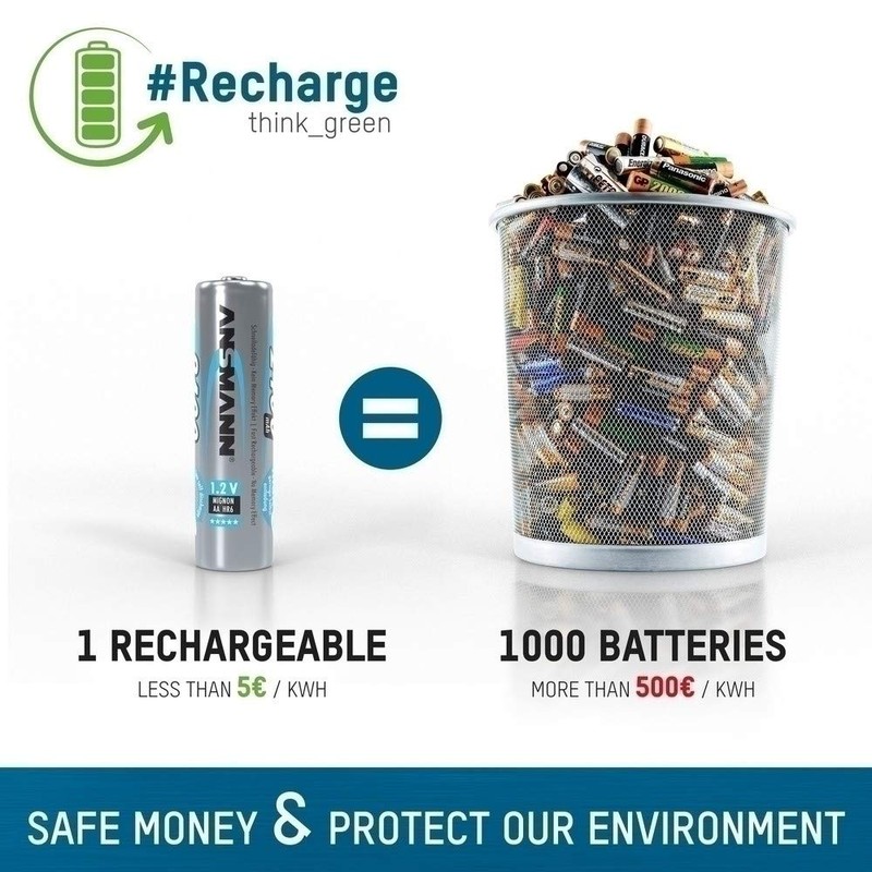 ANSMANN Rechargeable 9V Battery 300mAh pre-Charged Low Self Discharge 9Volt