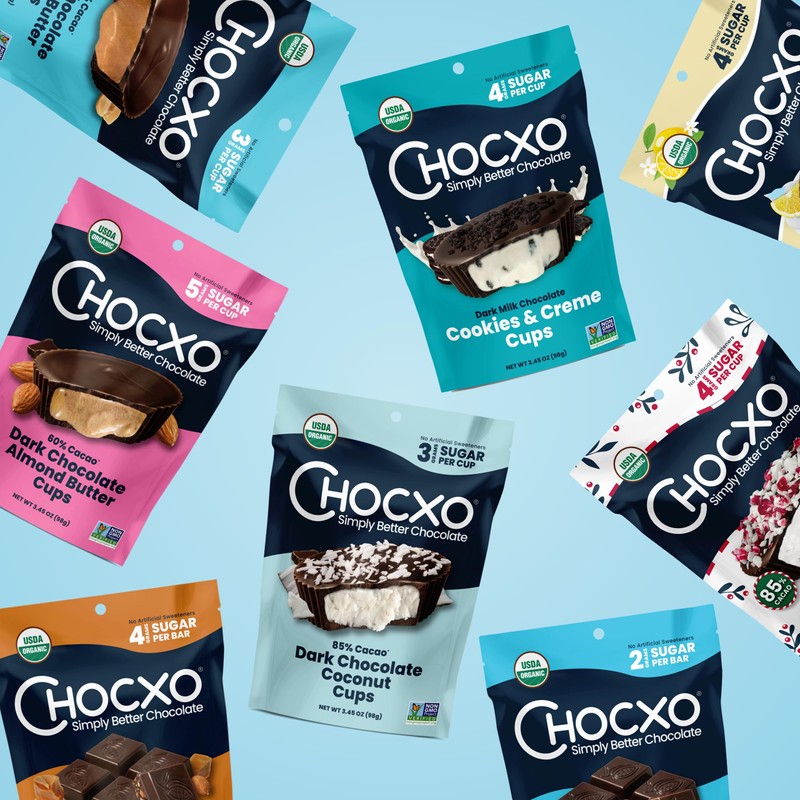 ChocXO Dark Chocolate Coconut Cups, 85% Cacao, 3g Sugar per