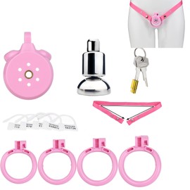Men's Flat Negative Breathable Resin Cage with 1 Metal Conduit and PU1 Elastic Strap-ZAUS085 (Pink)