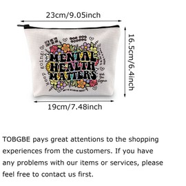 TOBGB Mental Health Matters Zipper Bag Mental Health Awareness Gift Therapist Appreciation Makeup Bag Mental Health Advocate Gift (Mental Health ca)