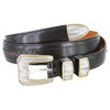 Western Cowboy Dress Lacing Leather Belt (Black, 38)