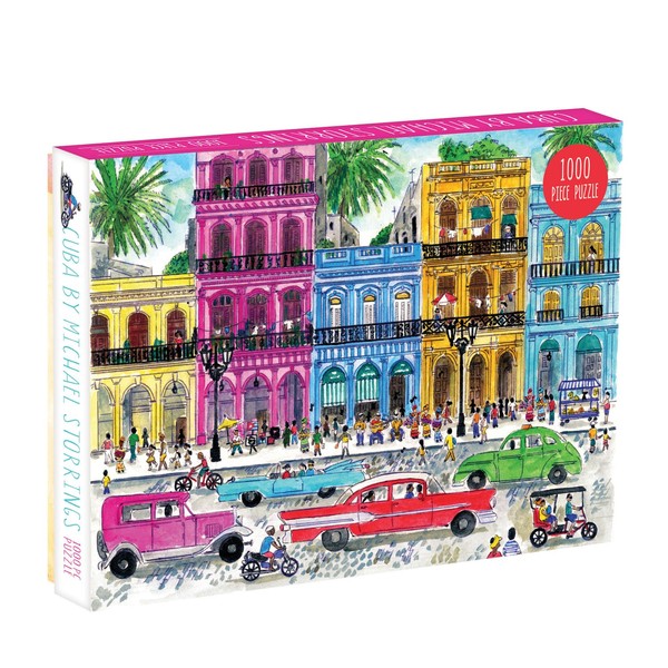 Galison Michael Storrings 1000 Piece Cuba Jigsaw Puzzle for Adults and Families, Illustrated Art Puzzle with Cuban Art Deco Scene, Multicolor (735355339)