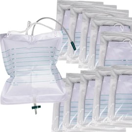 VWJ 10 Packs Urinary Drainage Bags, Extra Large Volume 4000mL Drain Bags with Anti-Reflux, Urine Bag with Easy Drain Switch, Urinary Bags Universal Fit