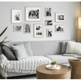 Kate and Laurel Gibson Modern Frame Set, Set of 10, White and Gray, Decorative Photo Gallery Wall Frame Set with Multiple Sizes