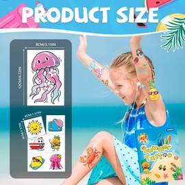 Acevegue Pool Party Children's Birthday 104 Sheets Tattoos for Children, Skin-Friendly Waterproof Temporary Tattoos Adults, Hawaii Summer Beach Party Bag Decoration Sticker Summer Holiday Gift