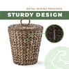 84ECO 3 Gallon Black Wicker Trash Can with Lid and