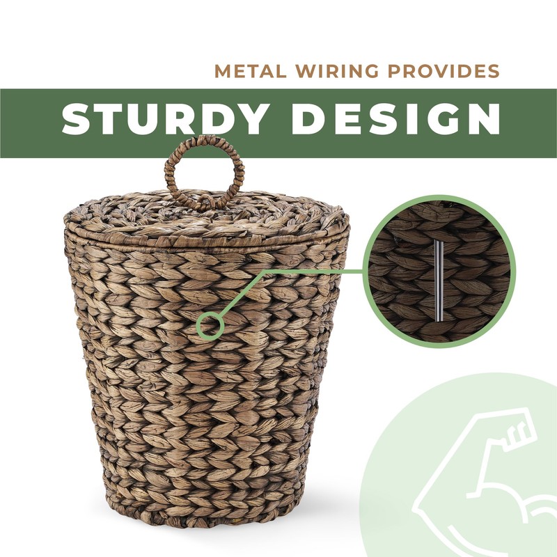 84ECO 3 Gallon Black Wicker Trash Can with Lid and