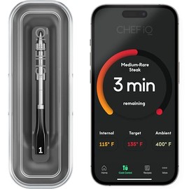 Chef iQ - Termómetro inalámbrico inteligente de carne con sonda ultrafina, termómetro de carne Bluetooth de alcance ilimitado, termómetro digital de  