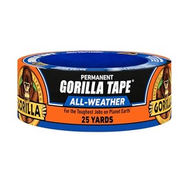 Gorilla Cinta adhesiva impermeable para todo tipo de clima, resistente a los rayos UV y a la temperatura, 1.9 pulgadas x 25 yardas, color negro (paquete de 1)