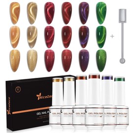 Nicedeco Hema Free Cruelty Free Vegan Cat Eye Gel Nail Polish, High Gloss Long Lasting Soak Off LED U V Gel Polish 6 Colors Set 41