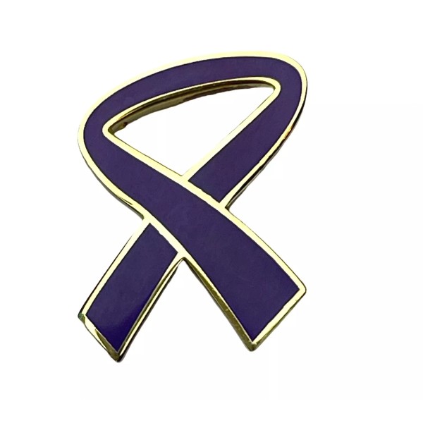 Purple Remembrance Ribbon 7/8 inch Lapel or Hat Pin H14228