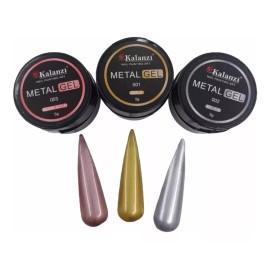 Kalanzi Gel Painting Metalico 3pz Oro Plata Rose Gold Uv/led Uñas
