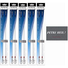 Jenzi Fluoro Carbon Leaders, Length 30 cm (Load Capacity 6.5-20 kg) + Free Petri Heil Sticker (20 kg) Set of 5 Packs (10 Pieces)