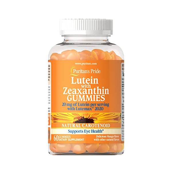 Lutein with Zeaxanthin Gummies, Supports Eye Health, 60 Count by Puritan's Pride,White