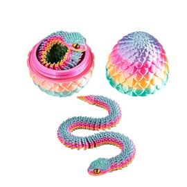 DGSHRHD 12 inch 3D Printed Snake Eggs with Snake Inside,3D Printed Animals,Easter Basket Stuffers,Executive Desk Toys,Articulated Crystal Toys for Kid Desk Decor,Easter Eggs,Gifts(Candy Color)