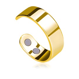 Naturepernulo Stress Relief Calm Rings for Women Men Stainless Steel Adjustable Acupressure Auvulis Migraine Ring Anti Snore Ring Migraine Relief Jewelry (Gold 1piece)