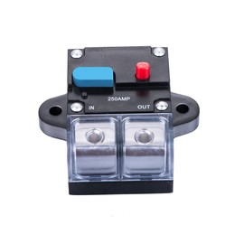 0 Or 4 Gauge 250 AMP Car Stereo 12-48V Power Circuit Breaker Fuse Holder for 0Ga 4Ga Power Cable CB-08-250A