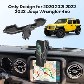 Upgraded Phone Mount for 2020 2021 2022 2023 Jeep Wrangler JL JLU & Gladiator JT 4XE, Multi-Mount Phone Holder Dash Tray System Kit with Extension Arm Metal Ball Fit for Oil-Electric Version 4xe