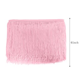HaiMay 20 Yards Fringe Trim 6 Inch Fibre Wide Tassel Pink Sewing Tassel for DIY Craft Clothing Wedding Home Party Costumes Decoration