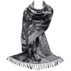 GFM® Pashmina Style Scarf in Peacock Feathers Design - Black