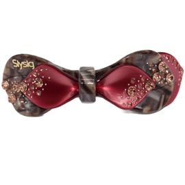 siysig Acetate Rhinestone Bow Hair Clip for Women - Sparkly Elegant Hair Accessory for Wedding, Party, Everyday Wear(red)