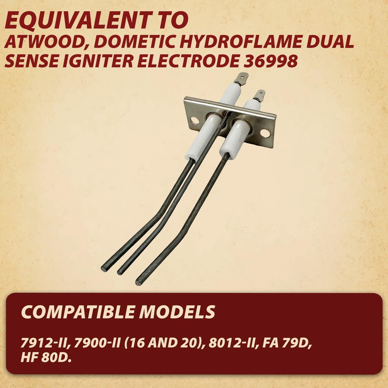 Pellethead Replacement Atwood, Dometic HydroFlame Dual Sense Igniter Electrode, 36998