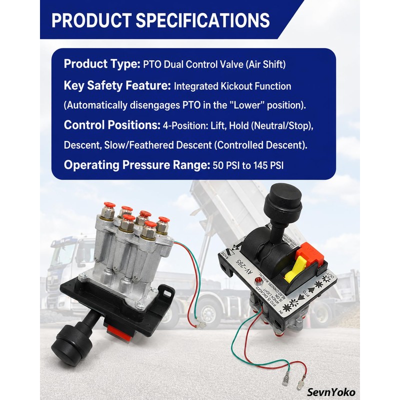 AV295 PTO Hoist Air Shift Control Valve, Dump Truck, Compatible