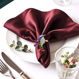 Davifina Gold Bird Hummingbird Napkin Rings Set of 6 Sparkly Rhinestone Birds Napkin Rings Holder for Coastal Beach Party Garden Wedding Baby Shower Brithday Holiday Family Gatherings Table Decor