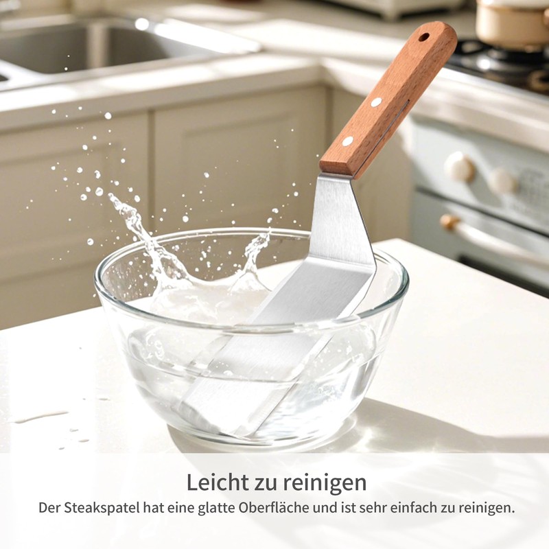 Stainless Steel Spatula with Wooden Handle, 11 x 2.7 Inches,