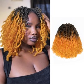 ToyoTress Yanky Twist Crochet Hair - 8 Inch 8 Packs (30 Strands/Pcs) Fluffy Spring Mini Twist Passion Twist, Ombre Orange Ginger Pre-Looped Crochet Braids Braiding Hair (8 Inch, OT2/Orange-8P)