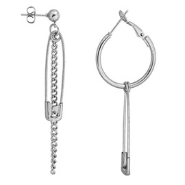Safety Pin Earrings for Women Silver Hoop Earrings Clip on Earrings Set Y2k Punk Paper Clip Safety Pin Earrings Stocking Stuffers Trendy Christmas Gifts for Women